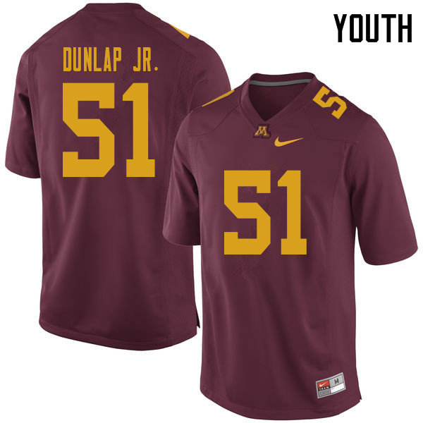 Youth #51 Curtis Dunlap Jr. Minnesota Golden Gophers College Football Jerseys Sale-Maroon